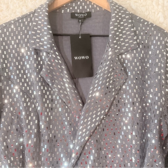 WOWO Silver Sequin Women's Jacket - Picture 2 of 8